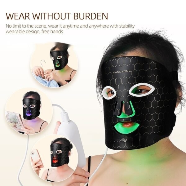 LED Skin Tightening Phototherapy Mask – Silicone Rechargeable Beauty Device with USB Charging