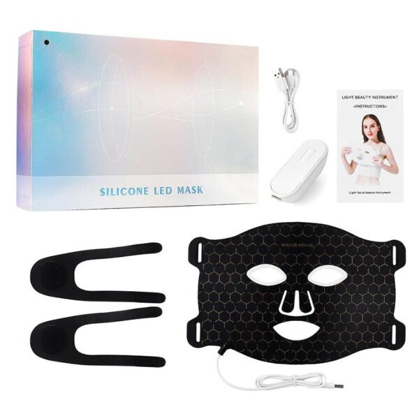 LED Skin Tightening Phototherapy Mask – Silicone Rechargeable Beauty Device with USB Charging